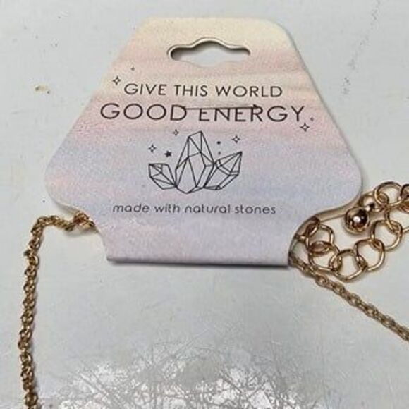 NWT Viva Life Jewelry Good Energy Aqua Tone Natural Stone Necklace 16"L - Picture 2 of 4